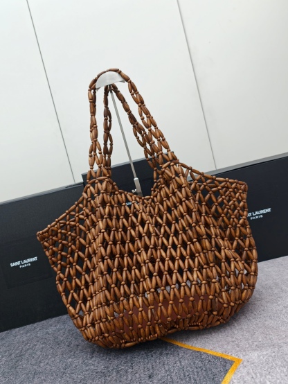 Beaded woven tote bag