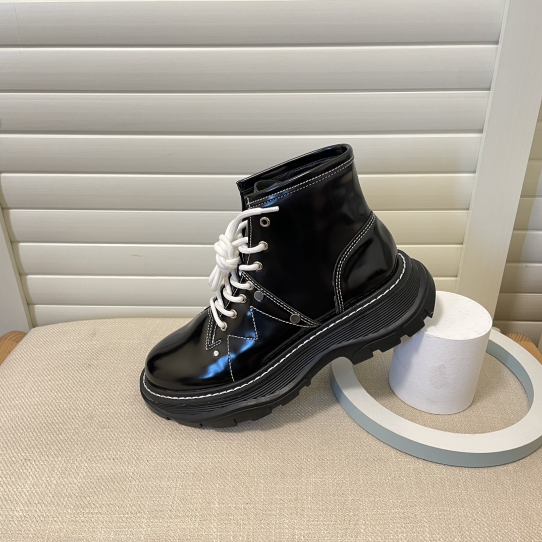 Alexander McQueen British style women rider short boots-Luxeon