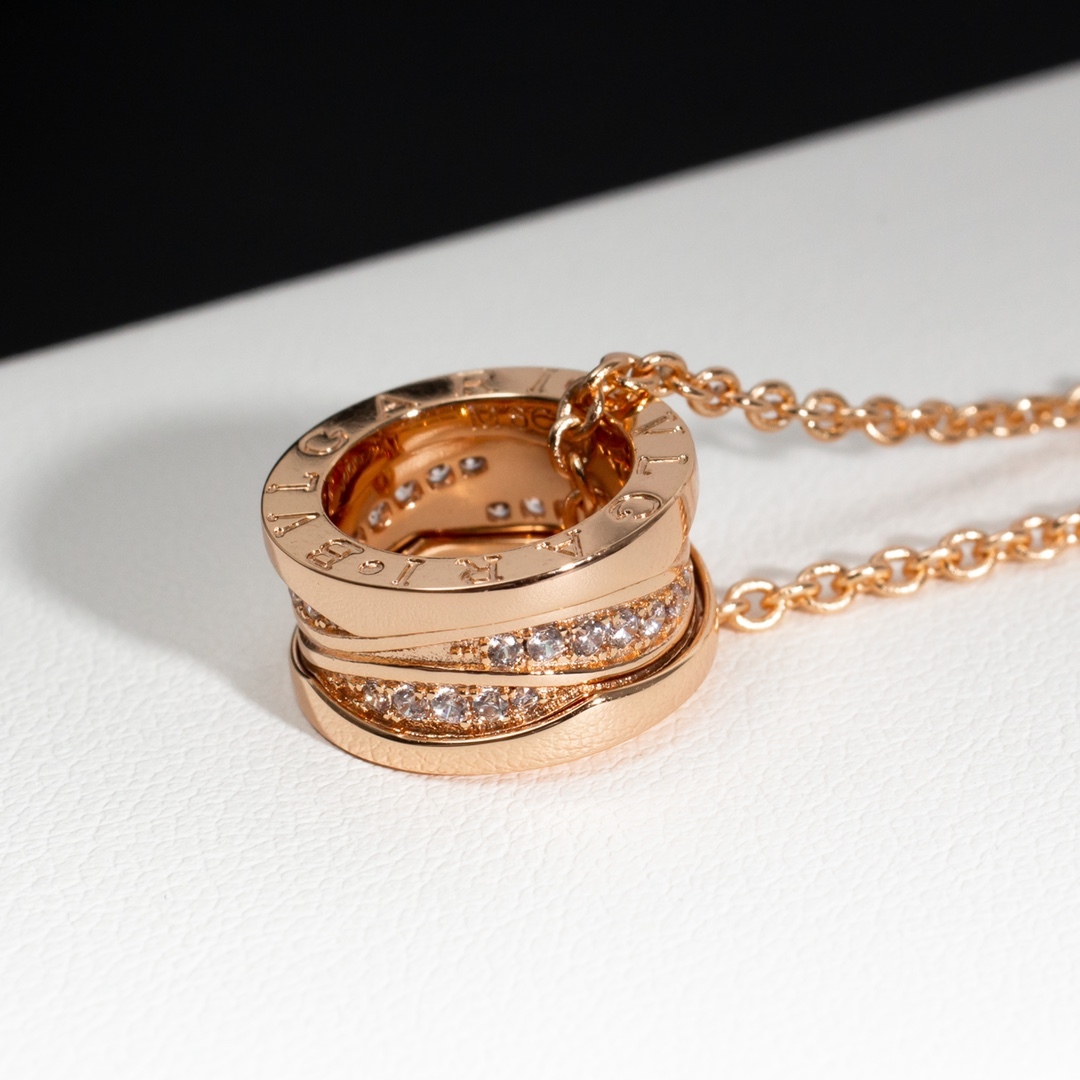 Bulgari Necklace Rose Gold Simple Fashion Spiral Shape-Luxeon