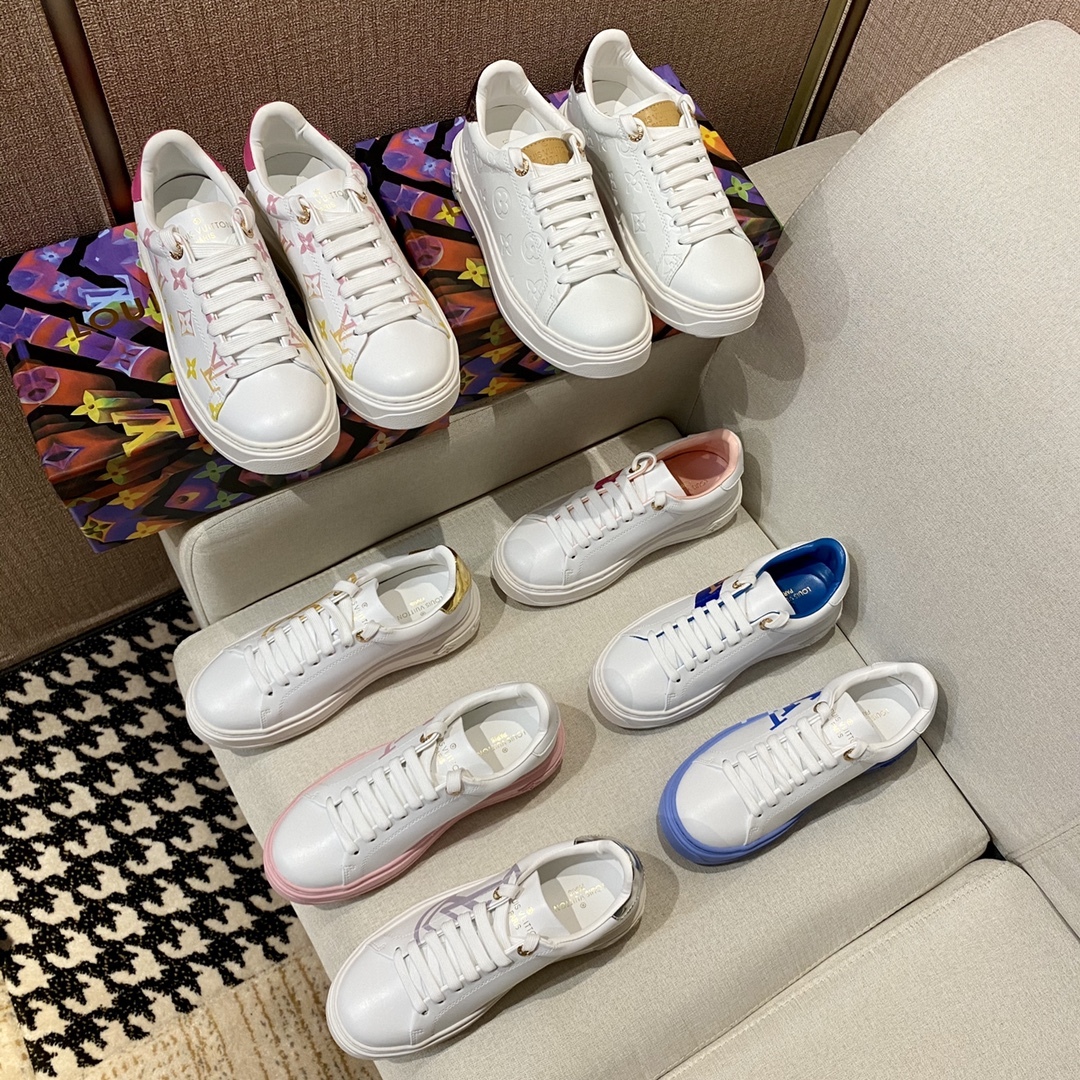 L style Women Lace Up Leather Flat Sneakers-Luxeon