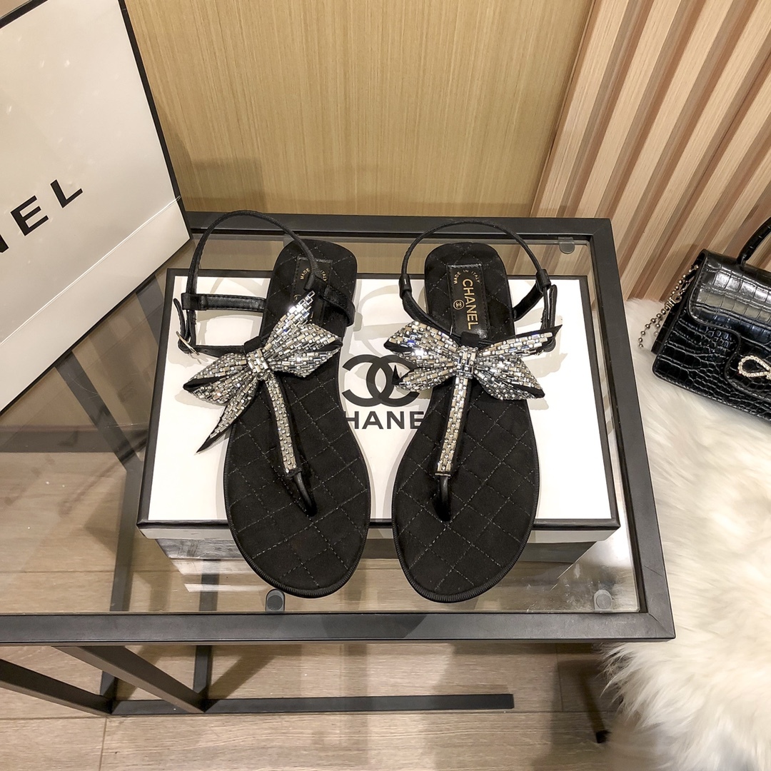 C style New Flat Floral Diamond Sexy Sandals-Luxeon