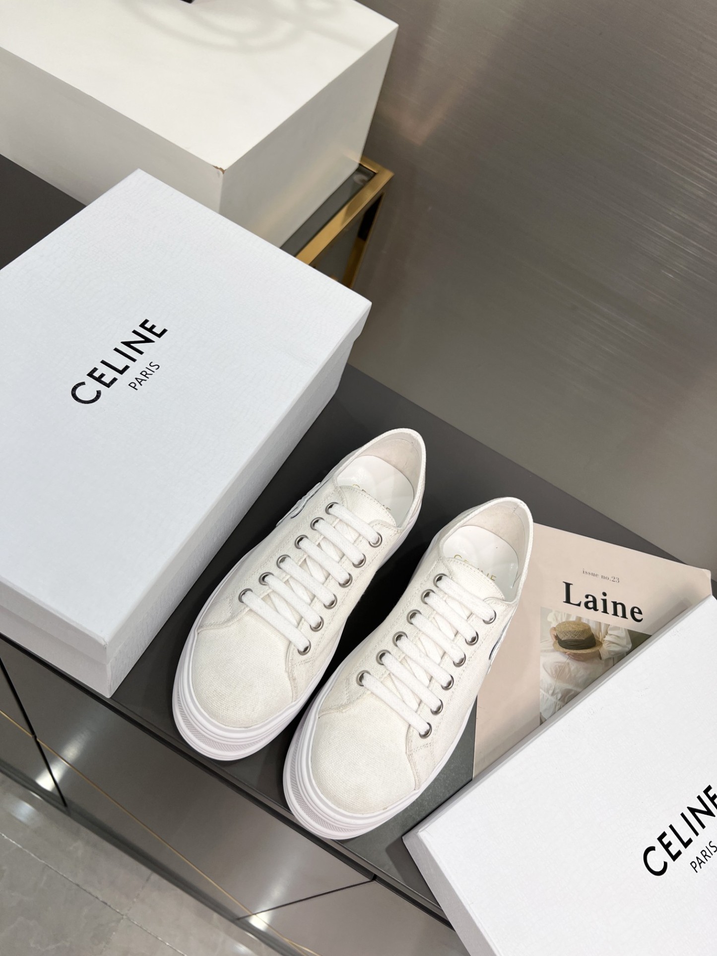 C style low heel canvas casual shoes-Luxeon