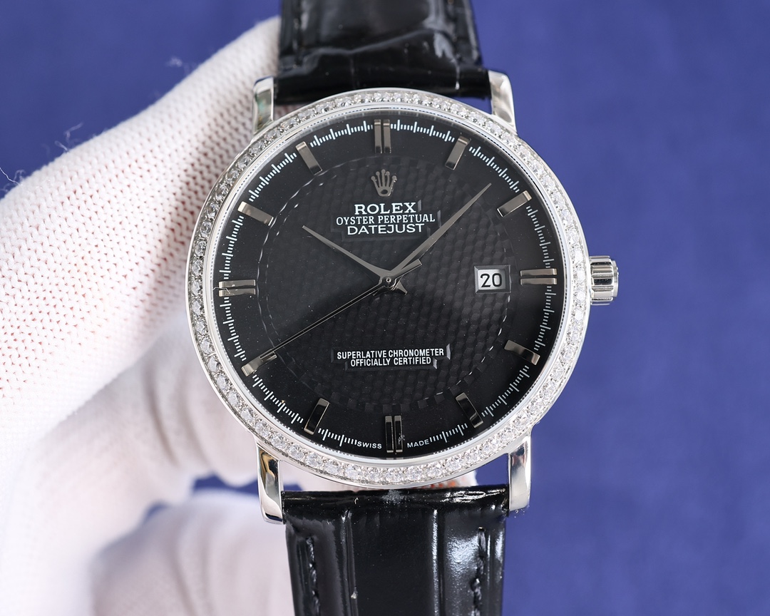 Rolex Wristwatch Cowhide Band Sapphire Glass-Luxeon