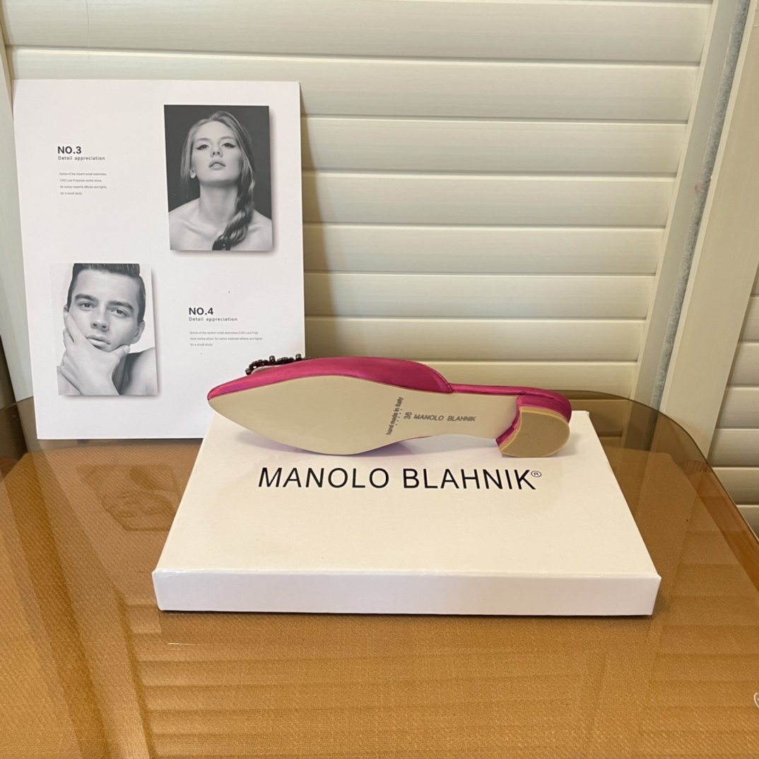 Manolo Blahnik pointed toe flat slippers-Luxeon