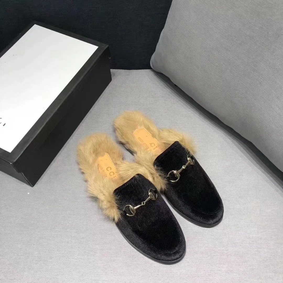 G style Winter Women Fluffy Fur Slippers-Luxeon