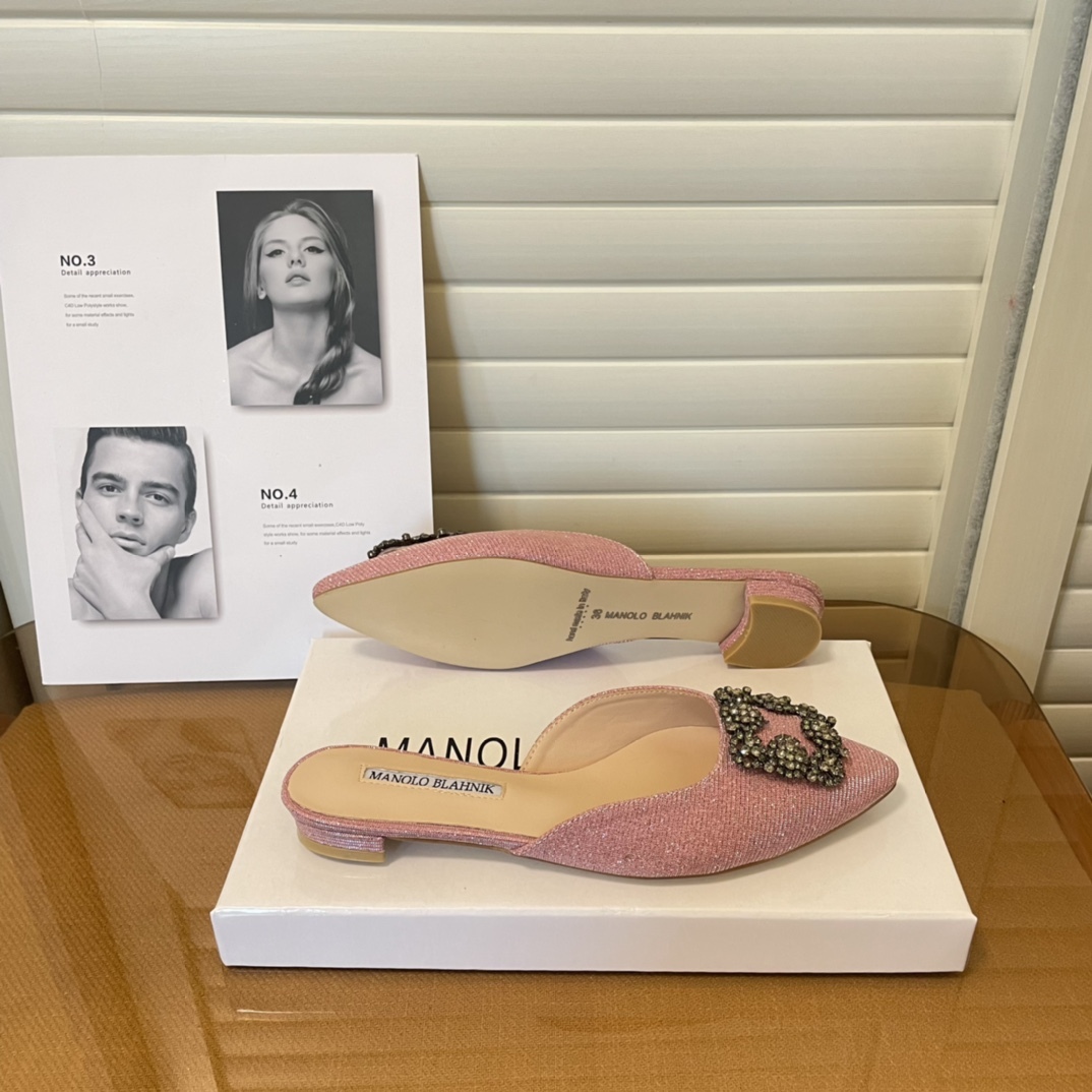 Manolo Blahnik pointed toe flat slippers-Luxeon