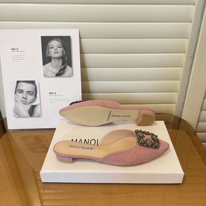 Manolo Blahnik pointed toe flat slippers-Luxeon
