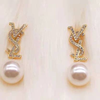 Saint Laurent Pearl Stud Earrings-Luxeon
