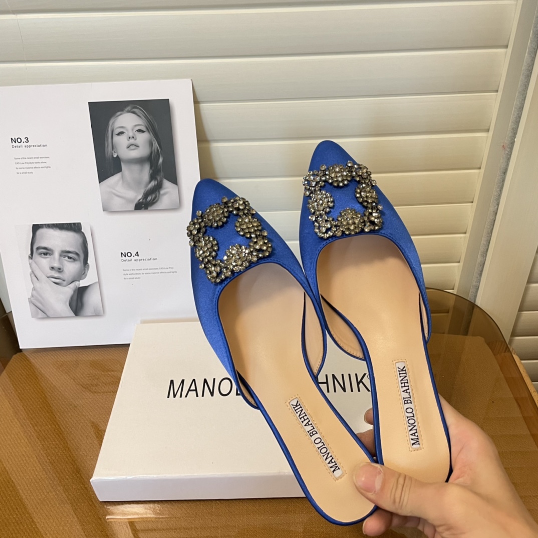 Manolo Blahnik pointed toe flat slippers-Luxeon