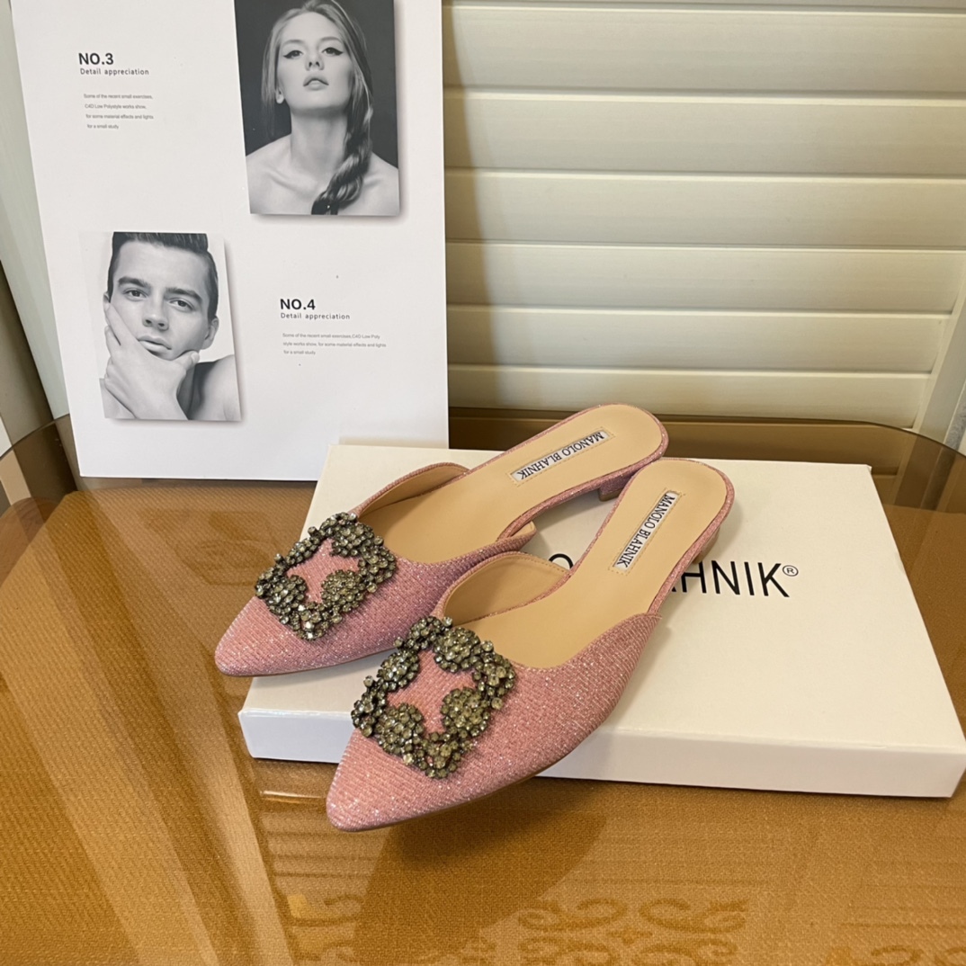 Manolo Blahnik pointed toe flat slippers-Luxeon