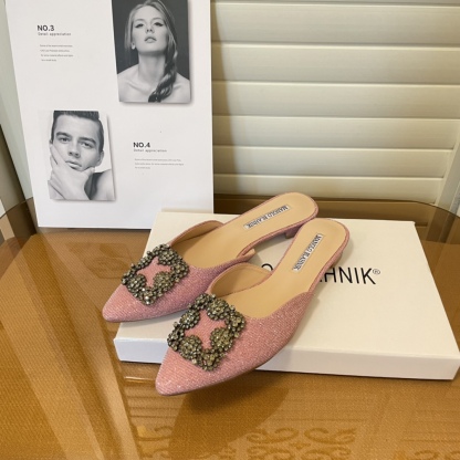 Manolo Blahnik pointed toe flat slippers-Luxeon