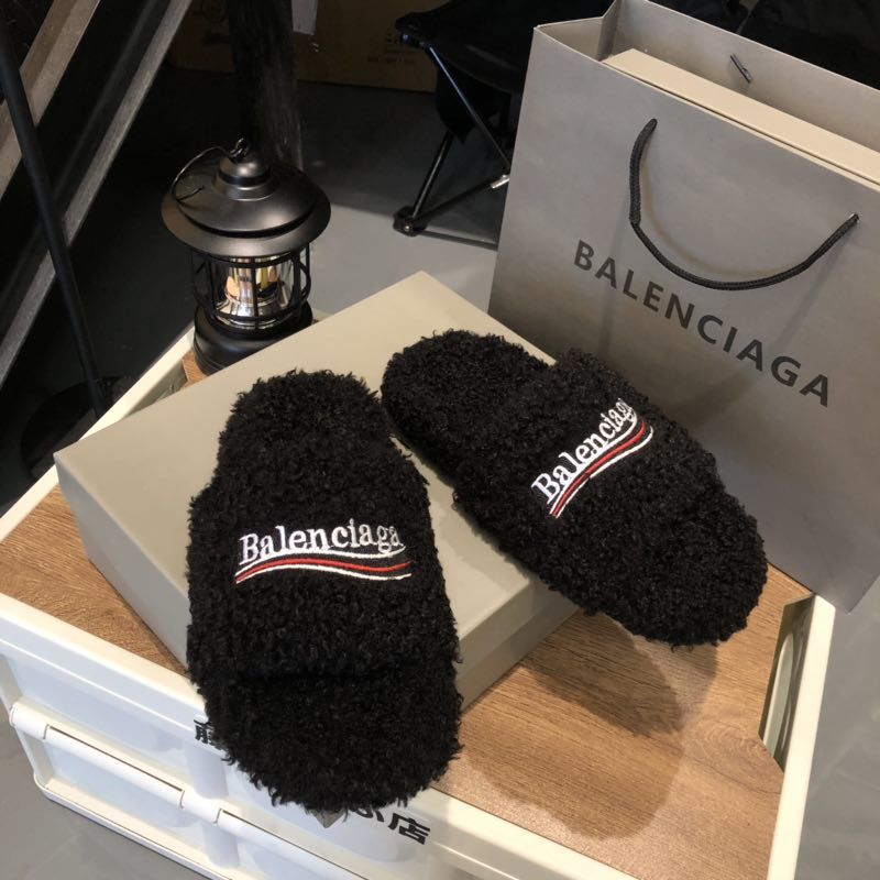 B style new women fur slippers with logo upper-Luxeon