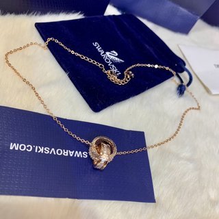 Swarovski Pure Crystal Double Ring Swan Necklace-Luxeon