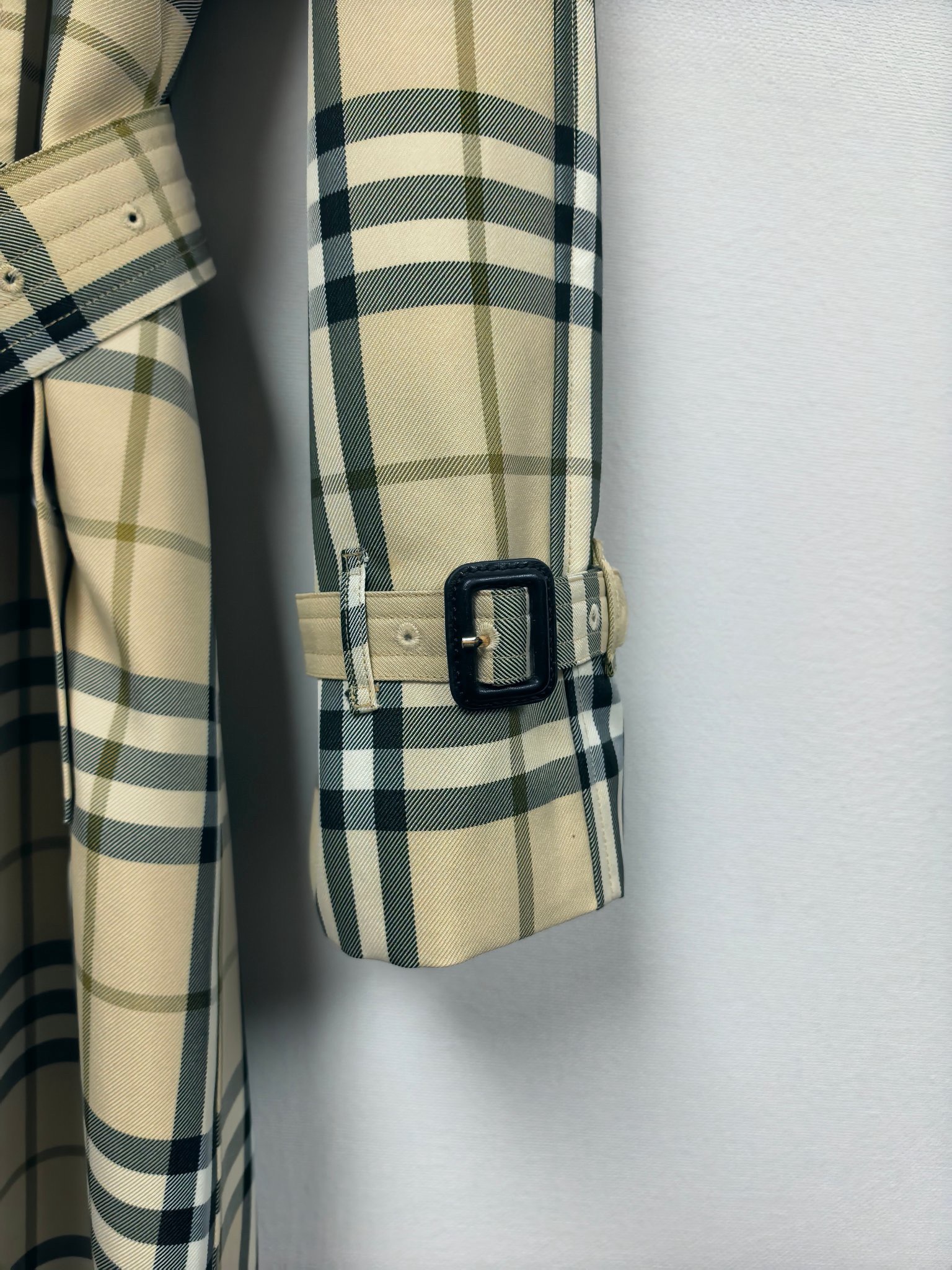 Long plaid trench coat