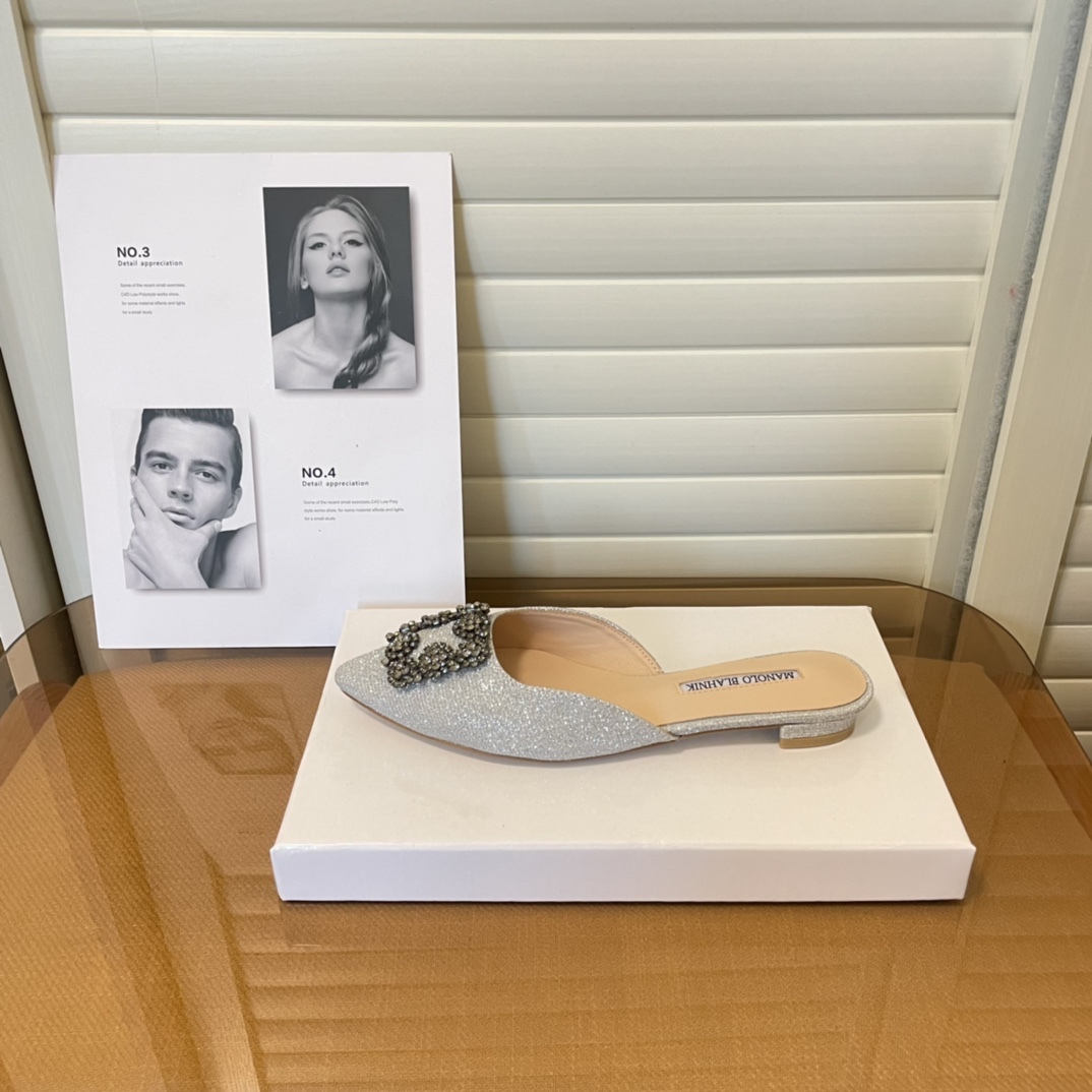 Manolo Blahnik pointed toe flat slippers-Luxeon