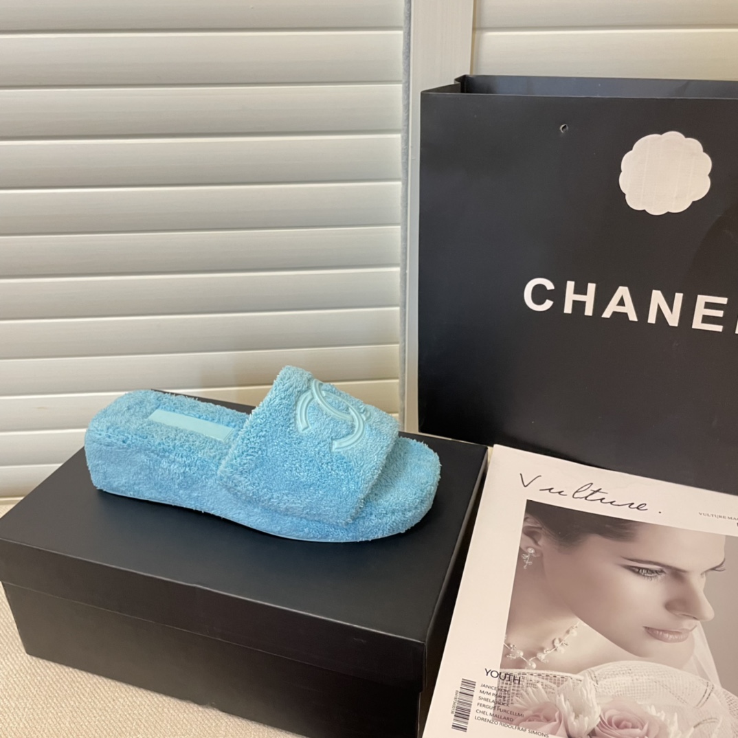 C style double-c terry wool slippers-Luxeon