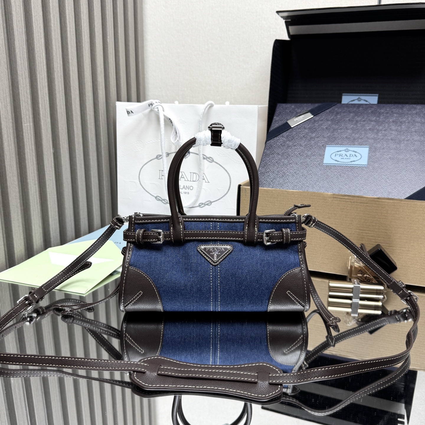 Denim canvas tote bag 23.5*12*9cm
