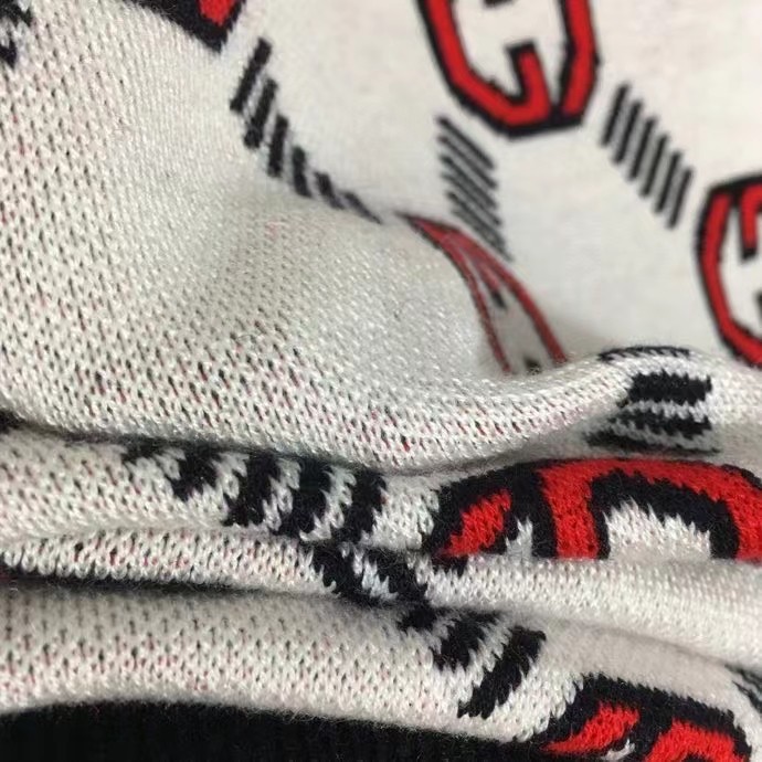 C style double G letter jacquard wool jersey short sleeve T-shirt-Luxeon