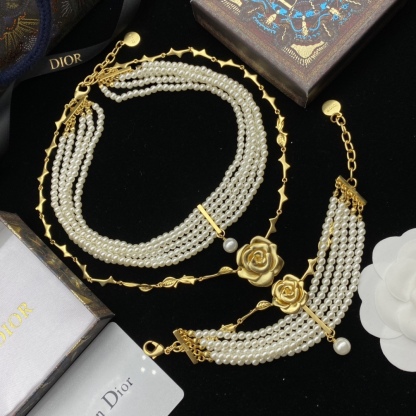 D style New Pearl Flower Vintage Set Necklace-Luxeon