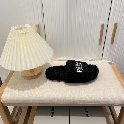 B style winter new fuzz fur slippers-Luxeon