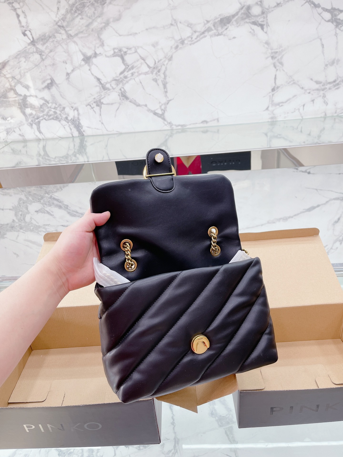 Pinko Puff Handbags Pillow Bag-Luxeon