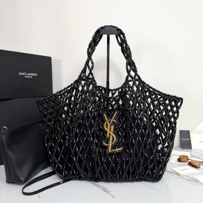Beaded woven tote bag