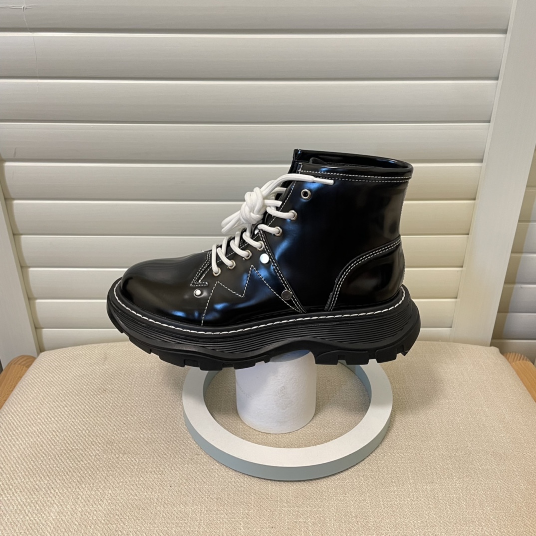 Alexander McQueen British style women rider short boots-Luxeon