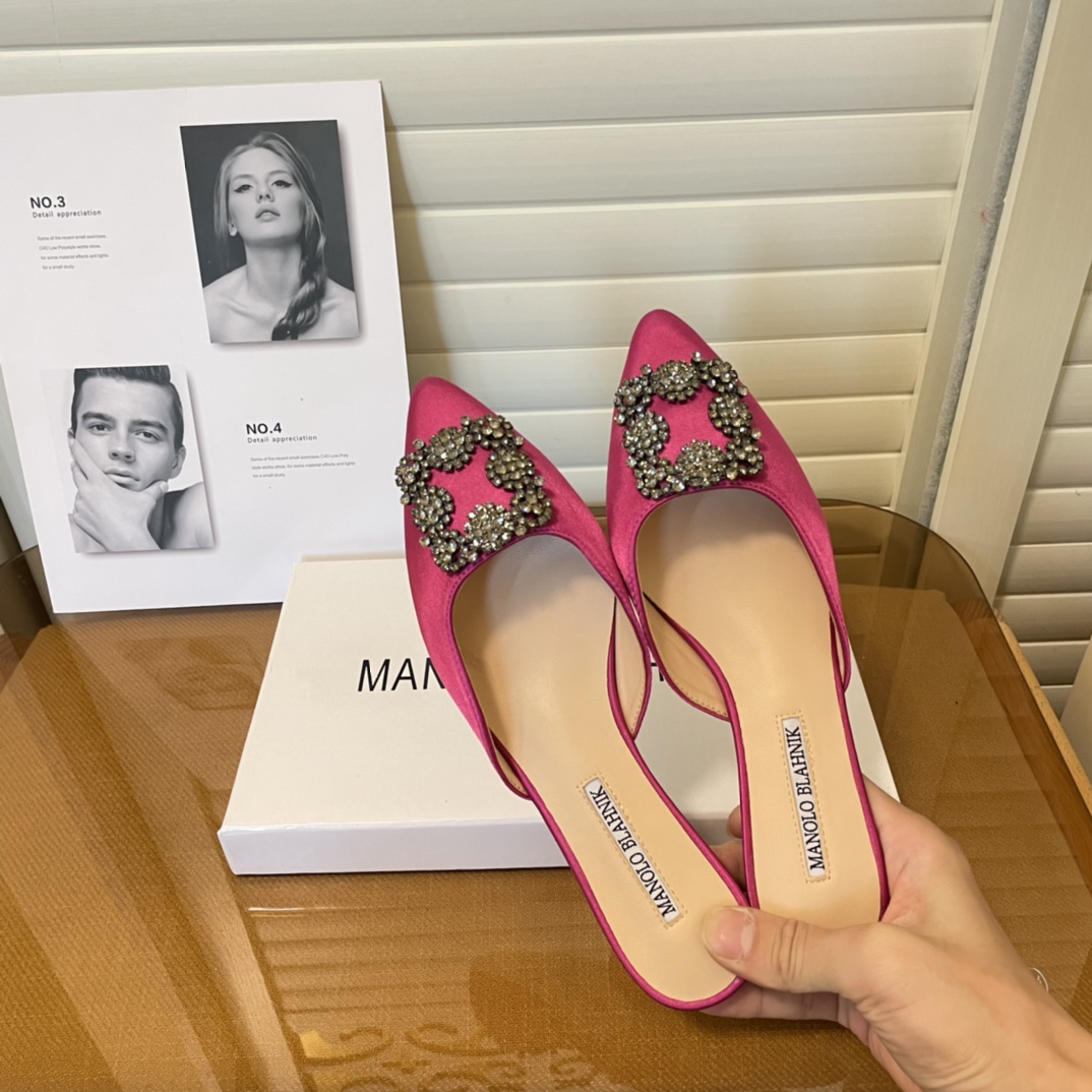 Manolo Blahnik pointed toe flat slippers-Luxeon