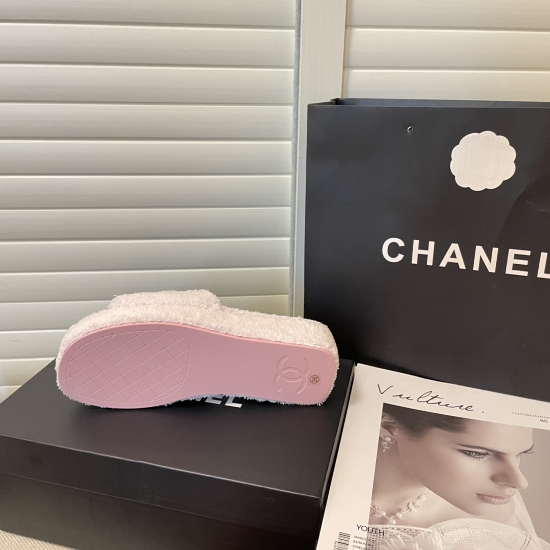 C style double-c terry wool slippers-Luxeon