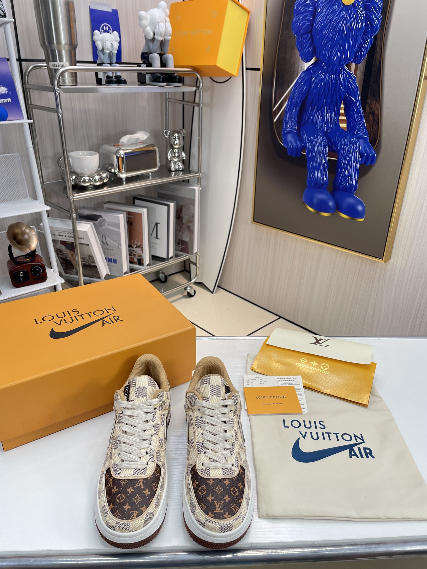 . x . Air Force 1"07 L style8 Low"Damier Azur/Brown/L style Monogram co-brand sneakers-Luxeon