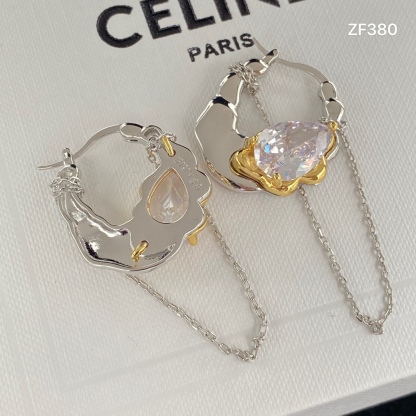 C style Rhinestone Stud Earrings-Luxeon