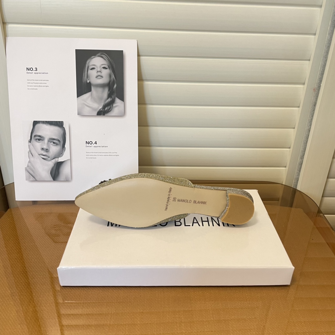Manolo Blahnik pointed toe flat slippers-Luxeon