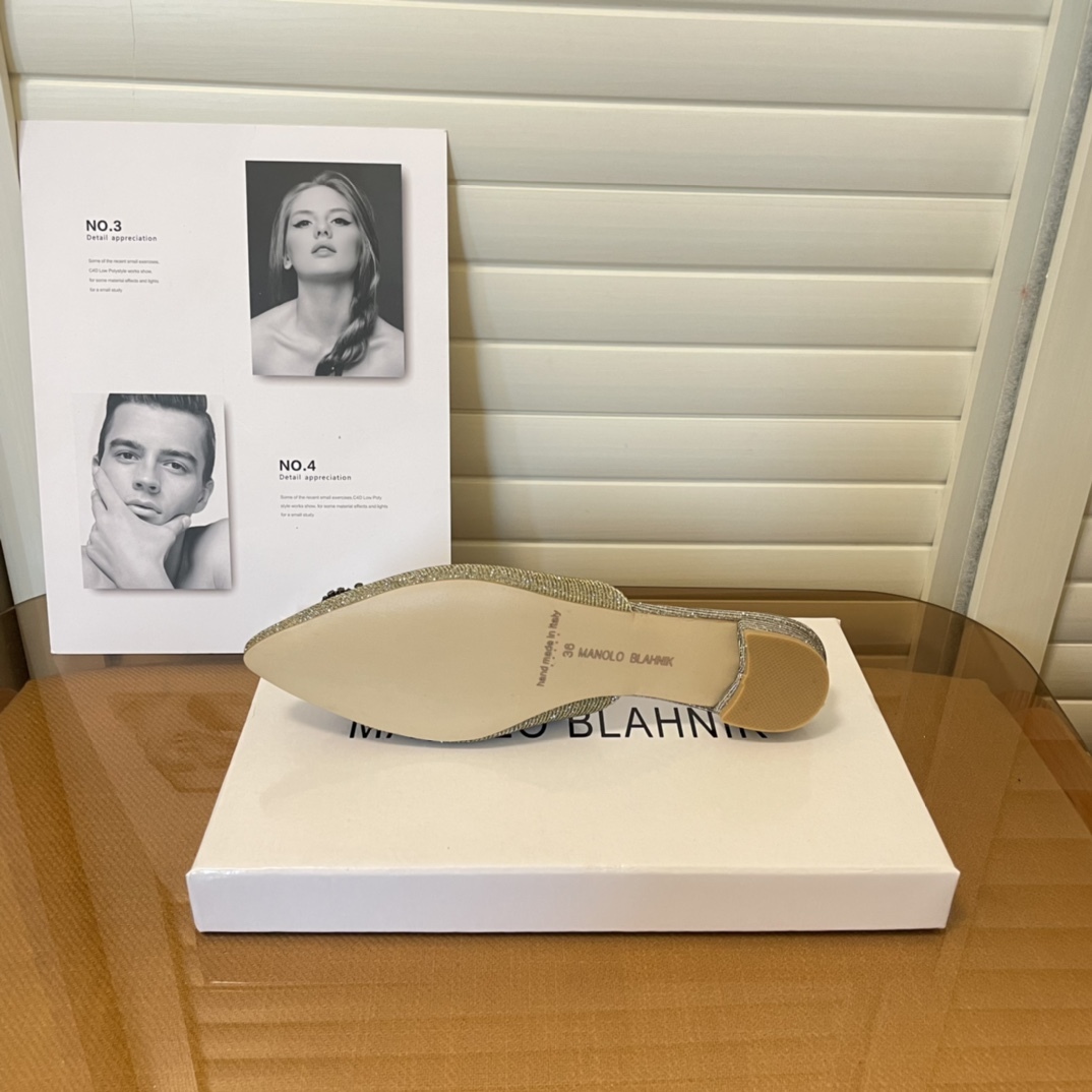 Manolo Blahnik pointed toe flat slippers-Luxeon