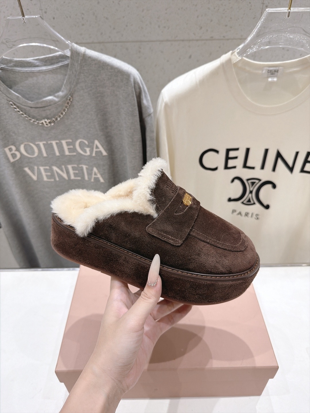 Platform wool slippers 35-40