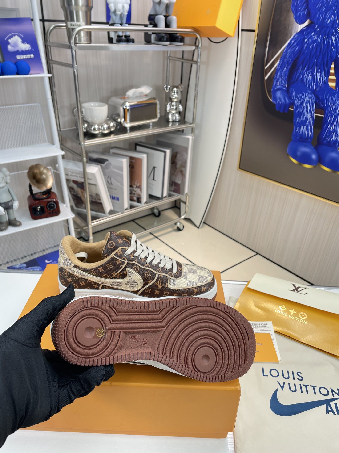 . x . Air Force 1"07 L style8 Low"Damier Azur/Brown/L style Monogram co-brand sneakers-Luxeon