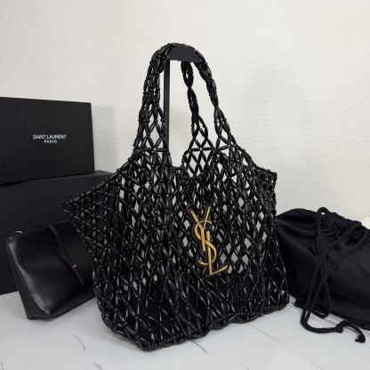 Beaded woven tote bag