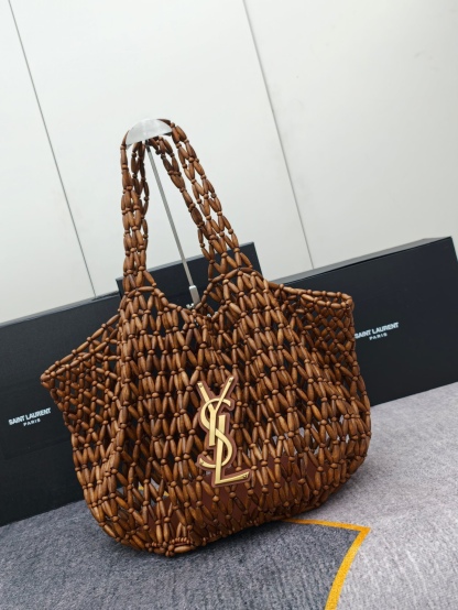Beaded woven tote bag