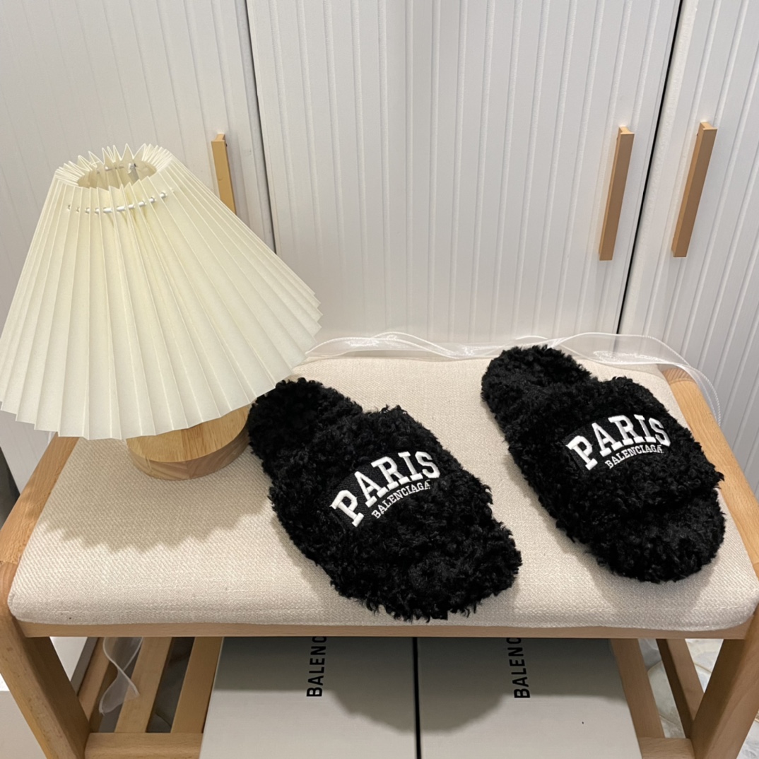 B style winter new fuzz fur slippers-Luxeon