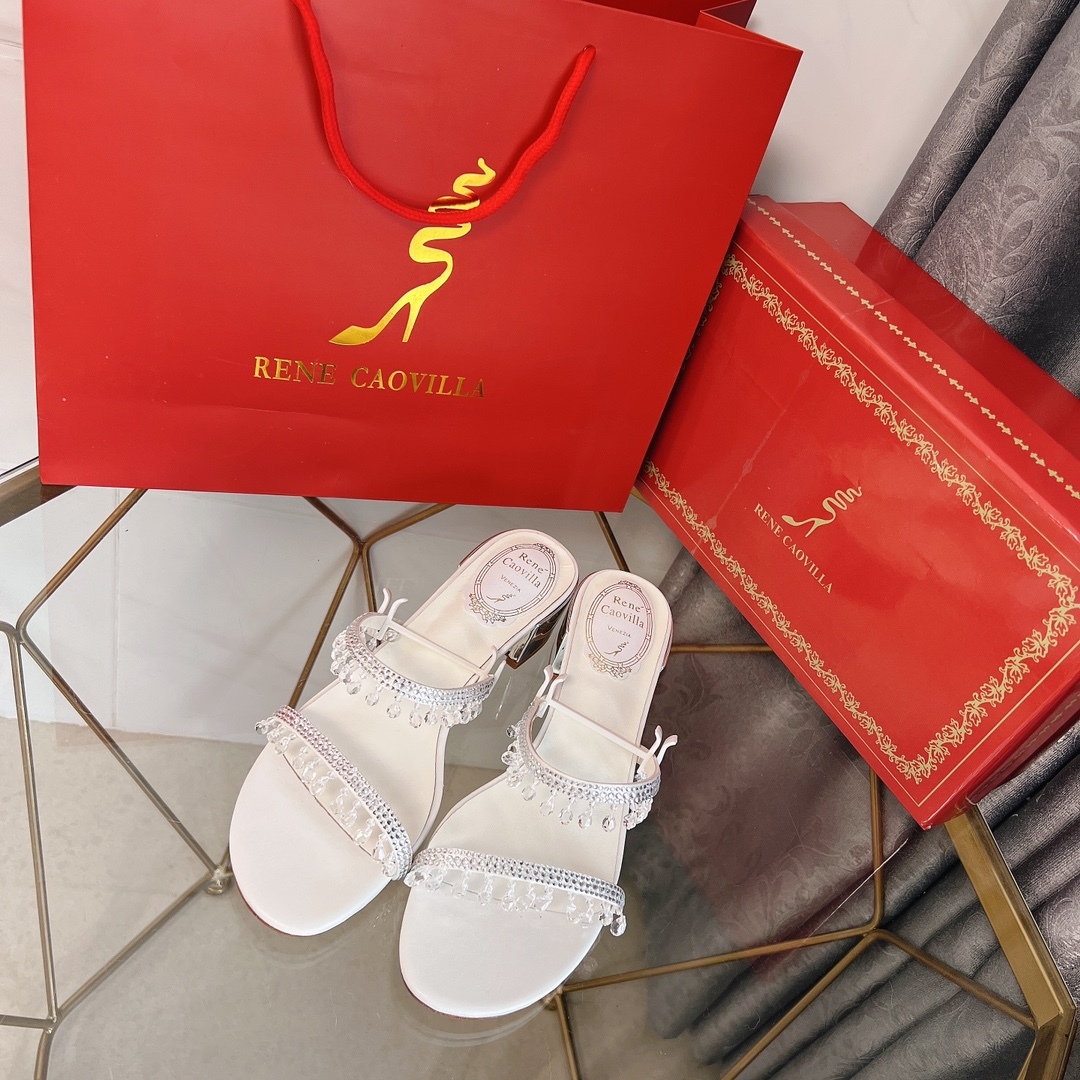 RC women chucky heel rhinestone sandals-Luxeon