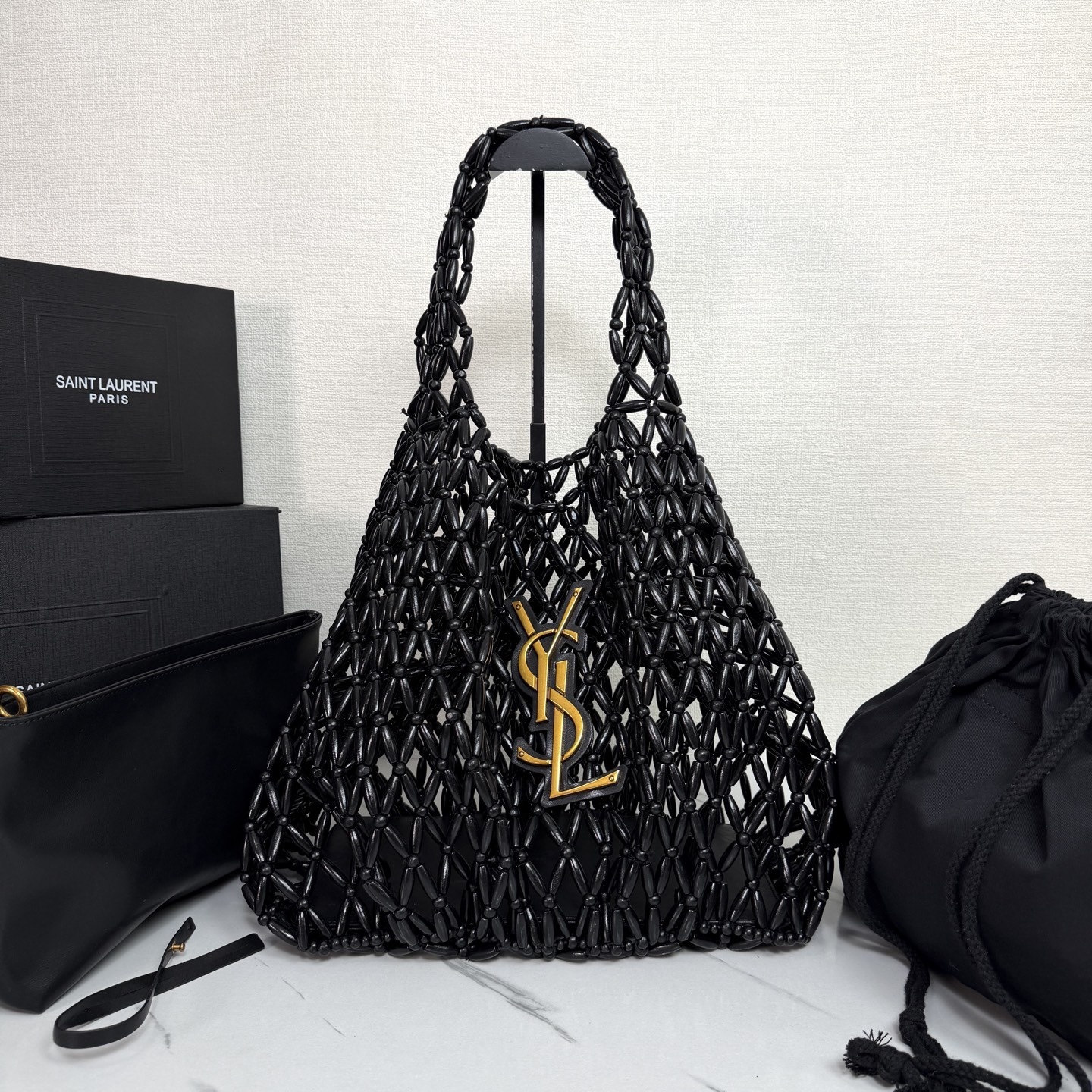 Beaded woven tote bag