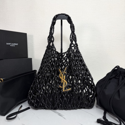 Beaded woven tote bag