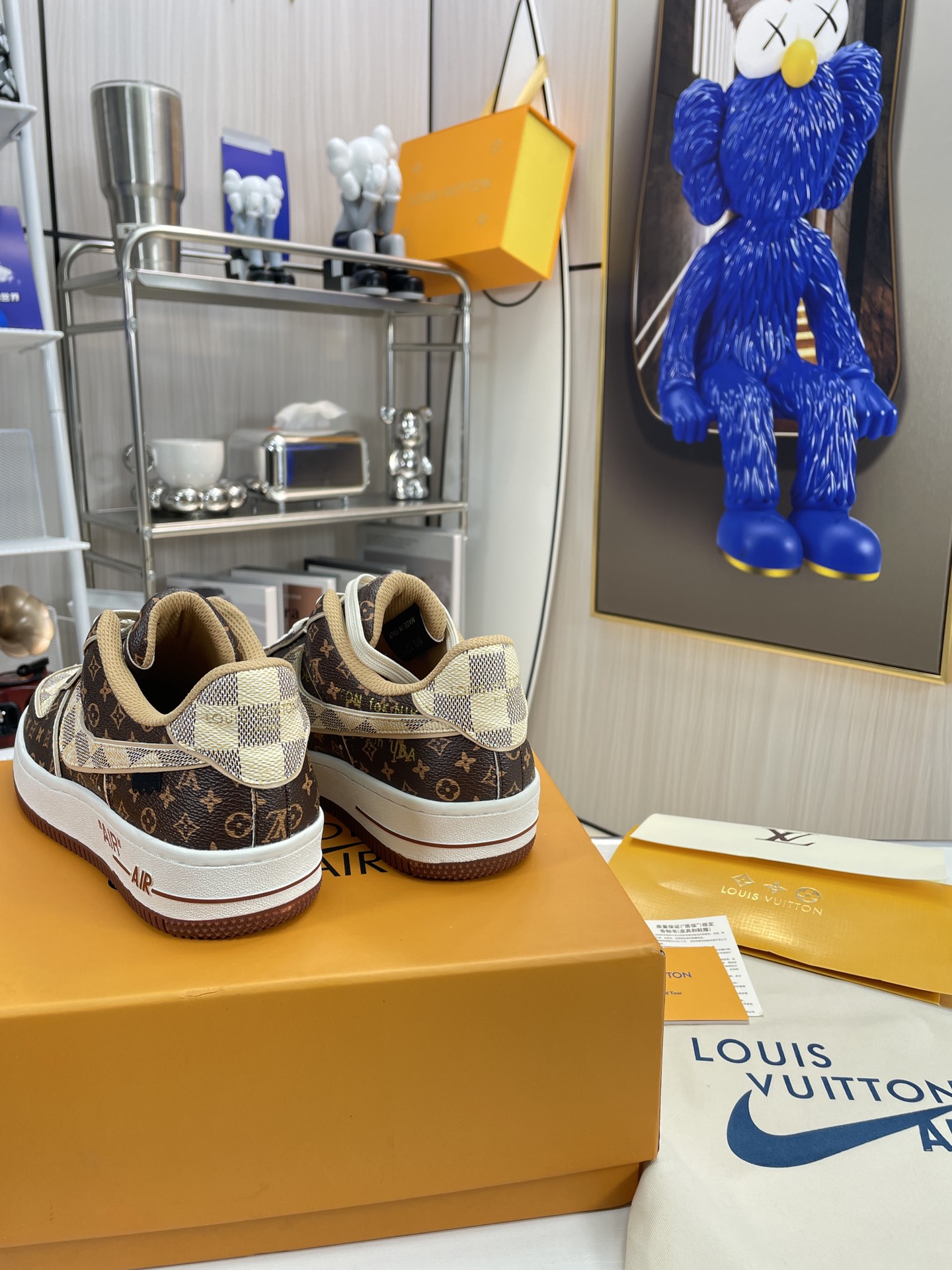 . x . Air Force 1"07 L style8 Low"Damier Azur/Brown/L style Monogram co-brand sneakers-Luxeon