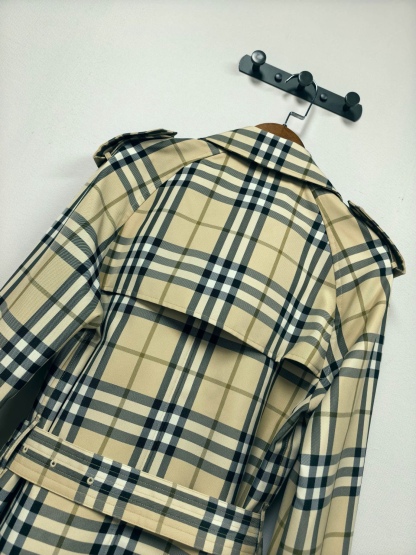 Long plaid trench coat