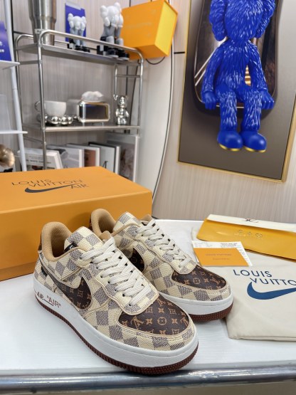 . x . Air Force 1"07 L style8 Low"Damier Azur/Brown/L style Monogram co-brand sneakers-Luxeon