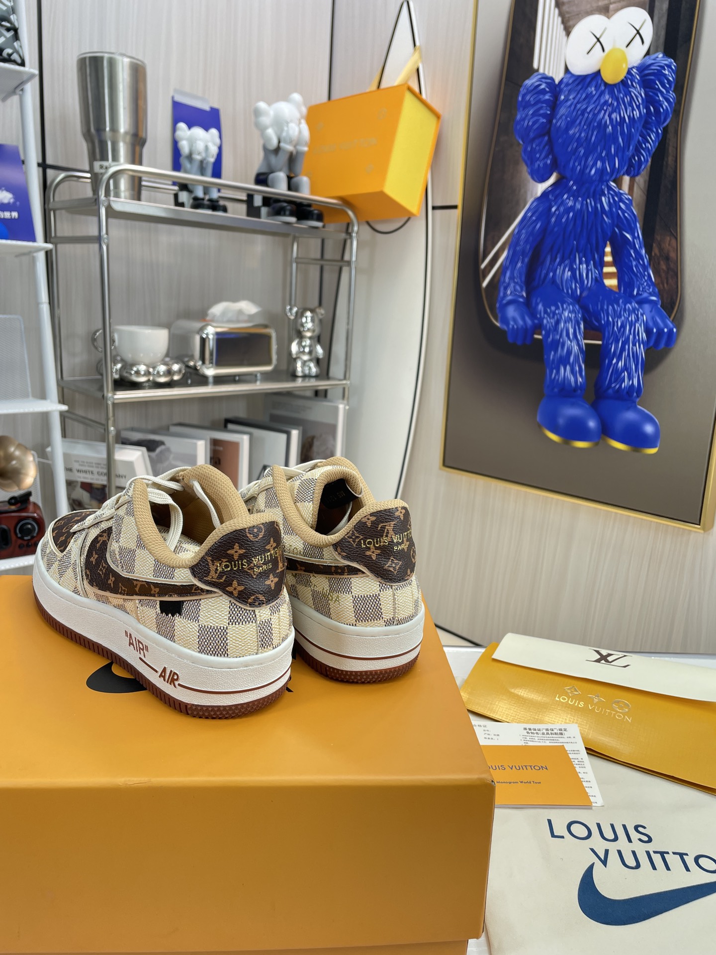 . x . Air Force 1"07 L style8 Low"Damier Azur/Brown/L style Monogram co-brand sneakers-Luxeon