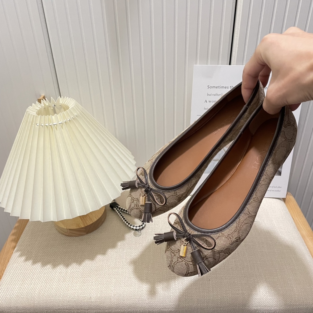 Coach new women bow-knot loafers flats-Luxeon