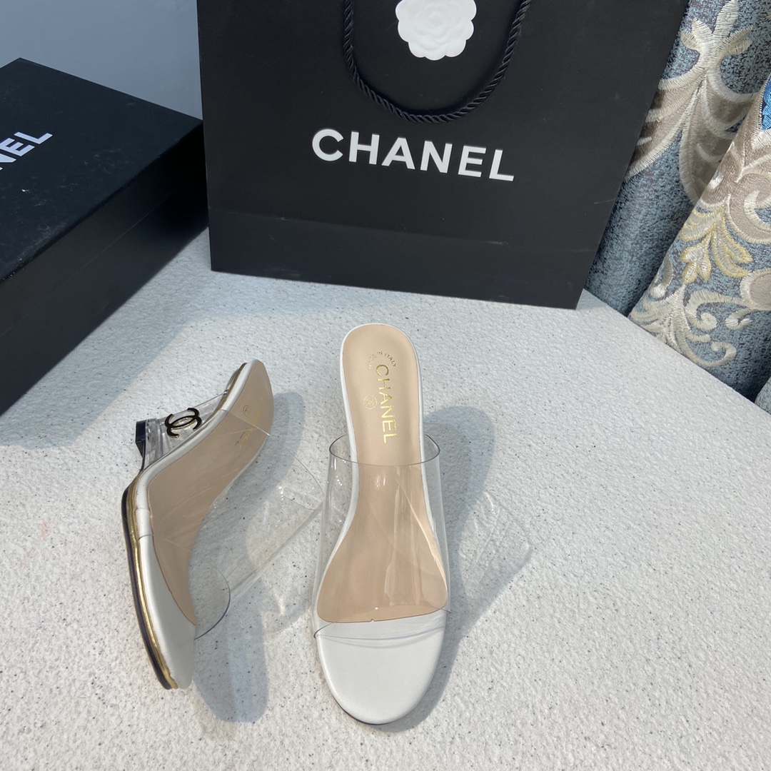 C style Crystal Heel Sheer Sandals-Luxeon