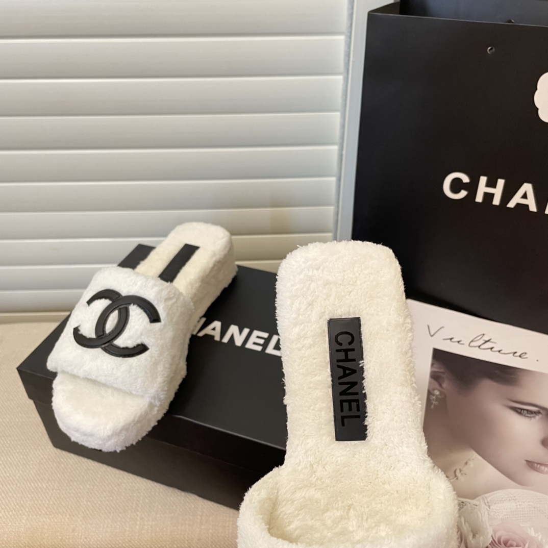 C style double-c terry wool slippers-Luxeon
