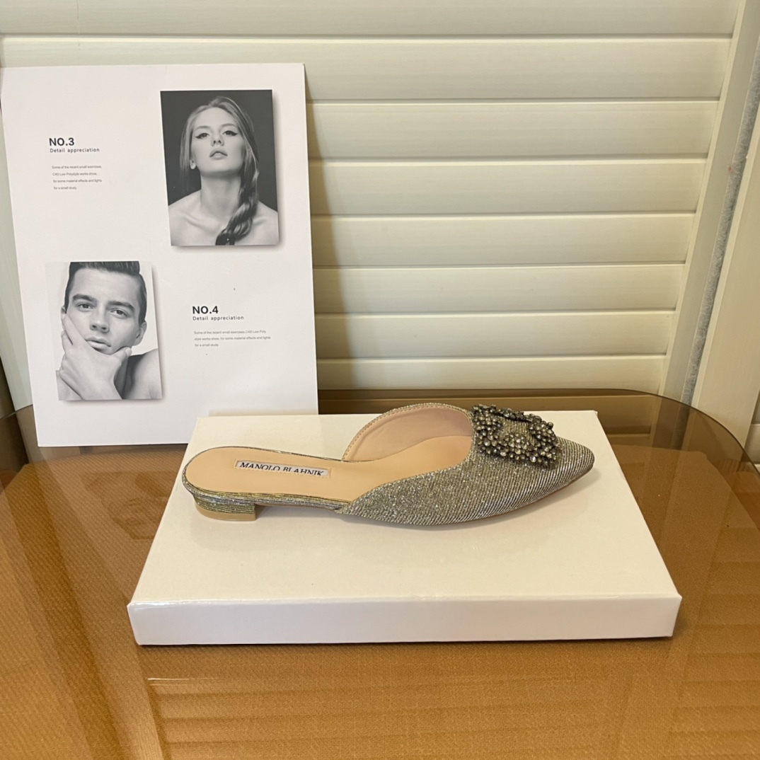 Manolo Blahnik pointed toe flat slippers-Luxeon