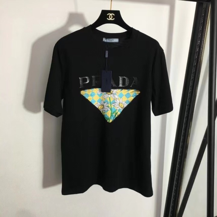 P style floral LOGO printed loose short sleeve T-shirt-Luxeon